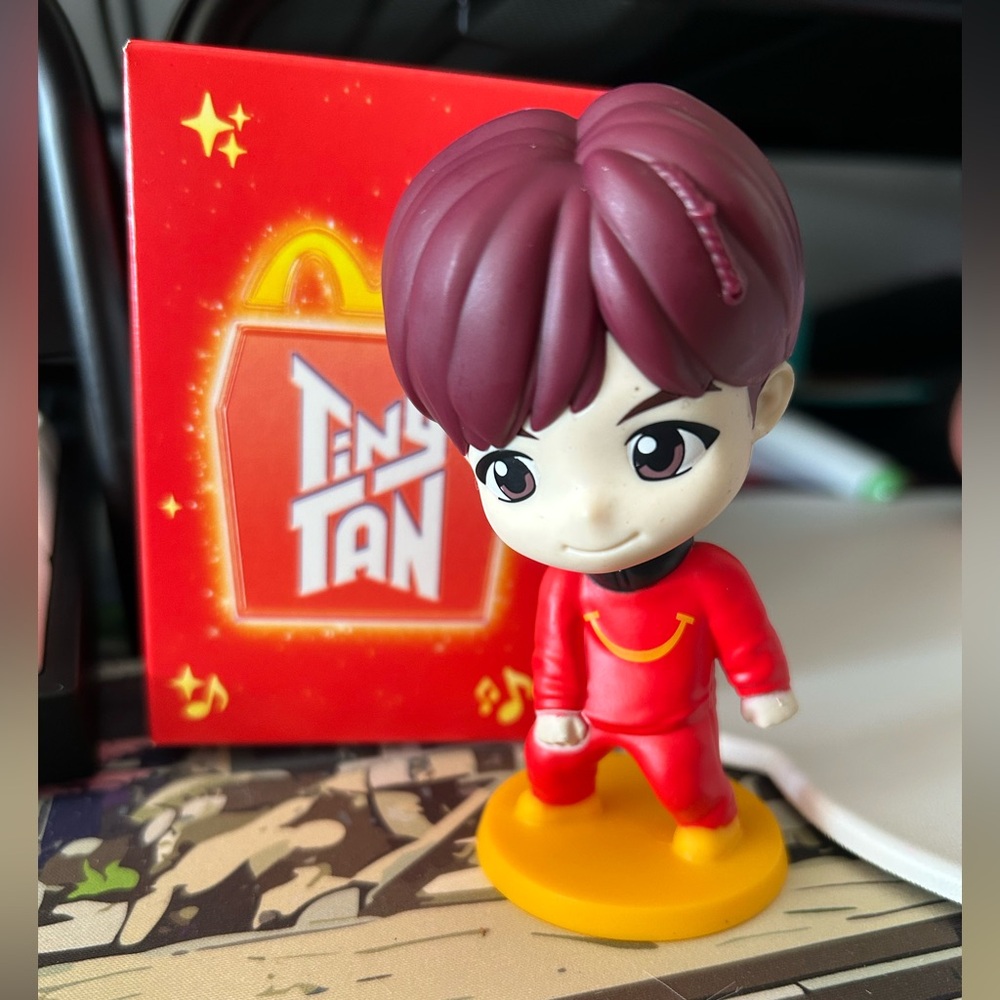 BTS Tiny Tan - Jhope Figure with Red hair - BTS Happy Meal - PHOTOCARD included